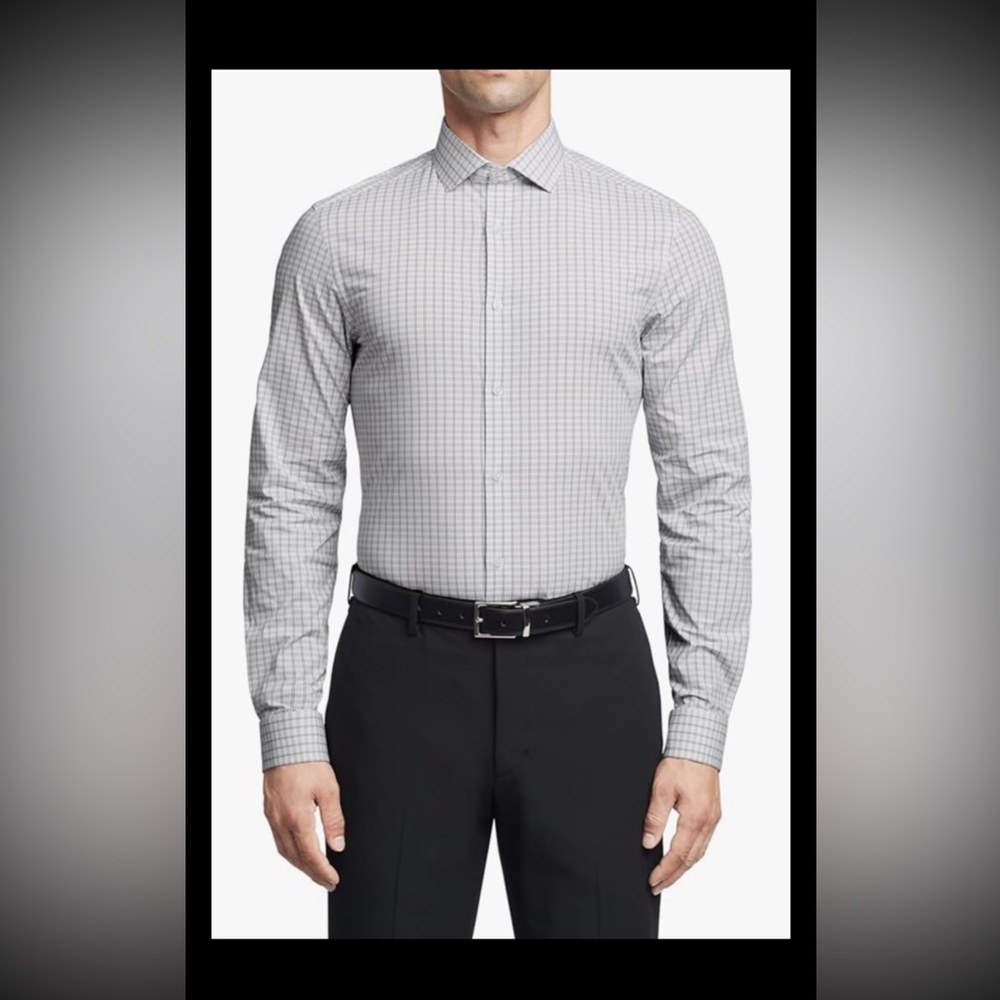NWT Calvin Klein Men's XL Wrinkle Free Dress Shirt, White, Stretch 17-17.5 32-33